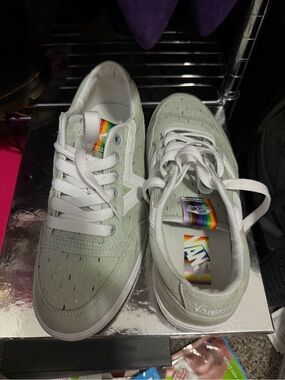 Vans Women’s Mint Green Low-Top Sneakers with PRIDE Rainbow edition